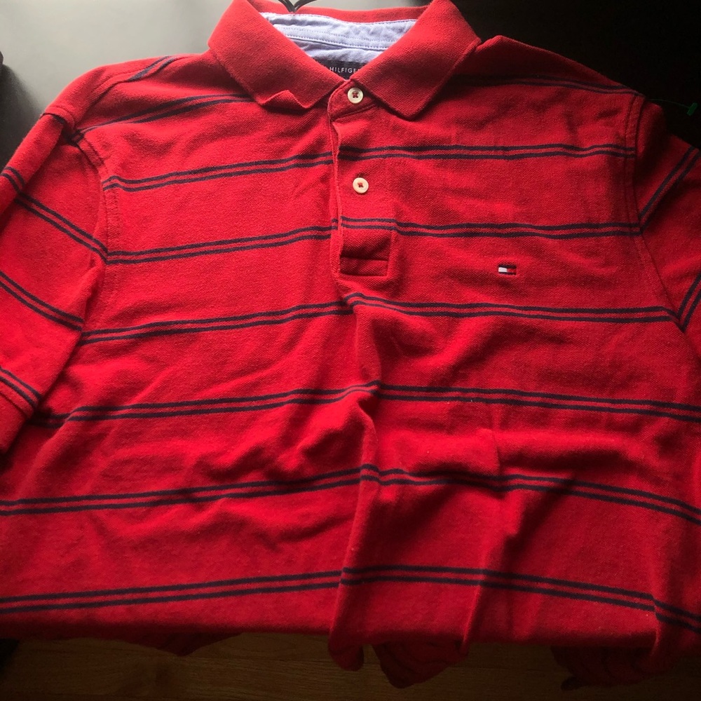 Tommy Hilfiger Red Blue Stripe Polo